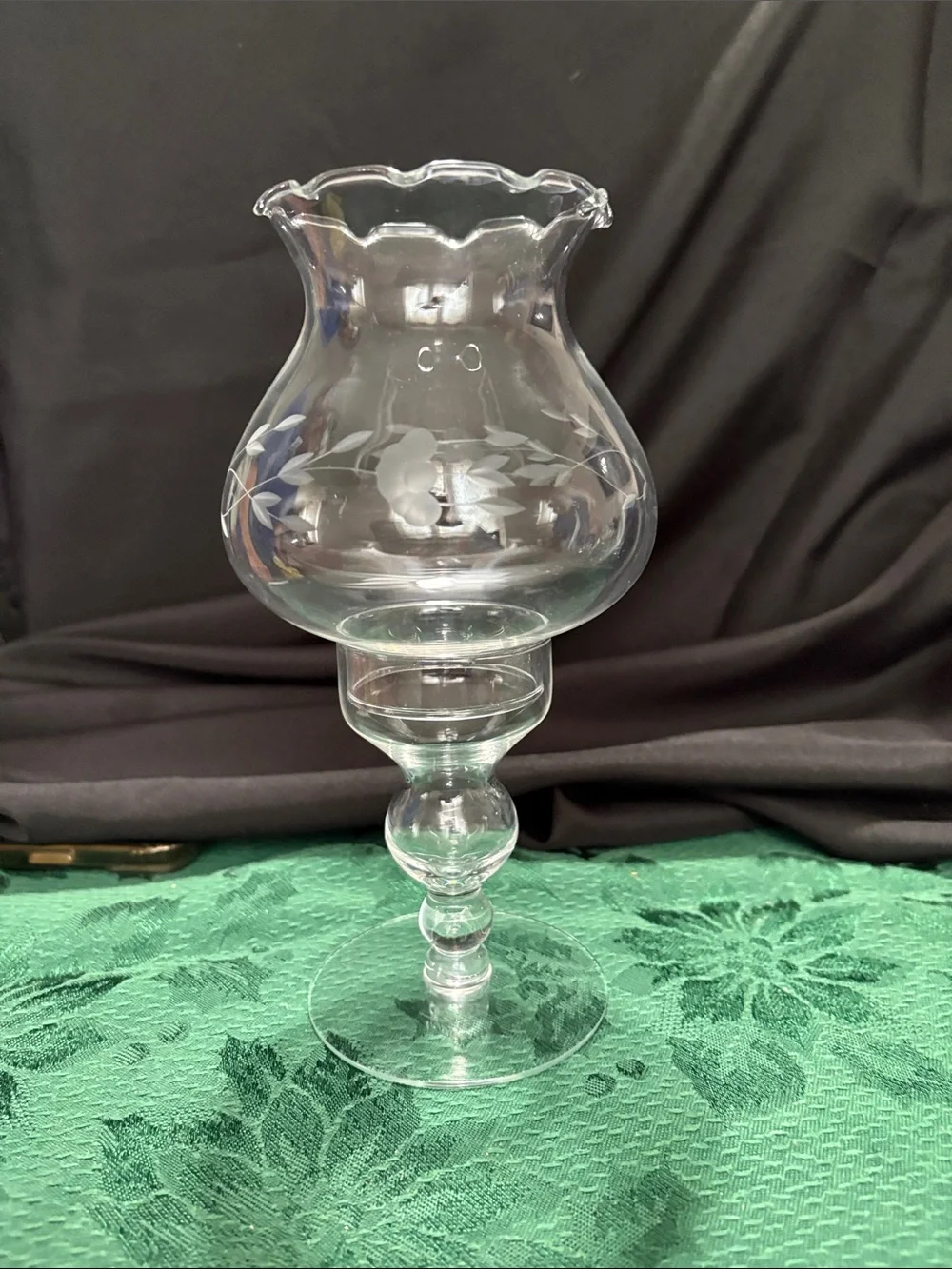 Princess House Handblown Crystal Heritage Hurricane Candlestick #410